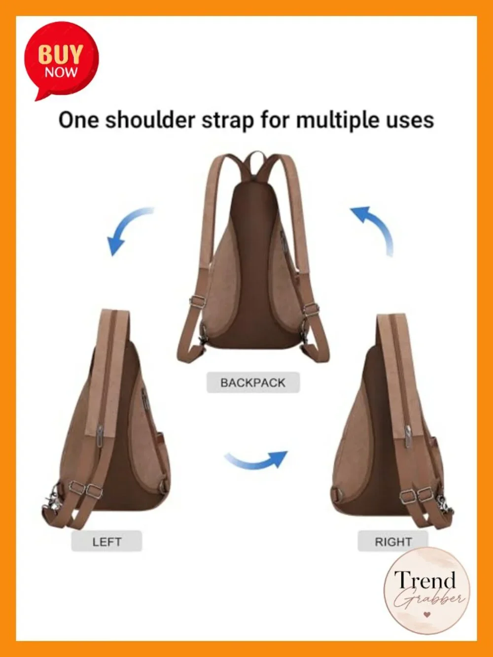 Canvas Sling Backpack for Men Convertible Daypack 19L Fits 9.7